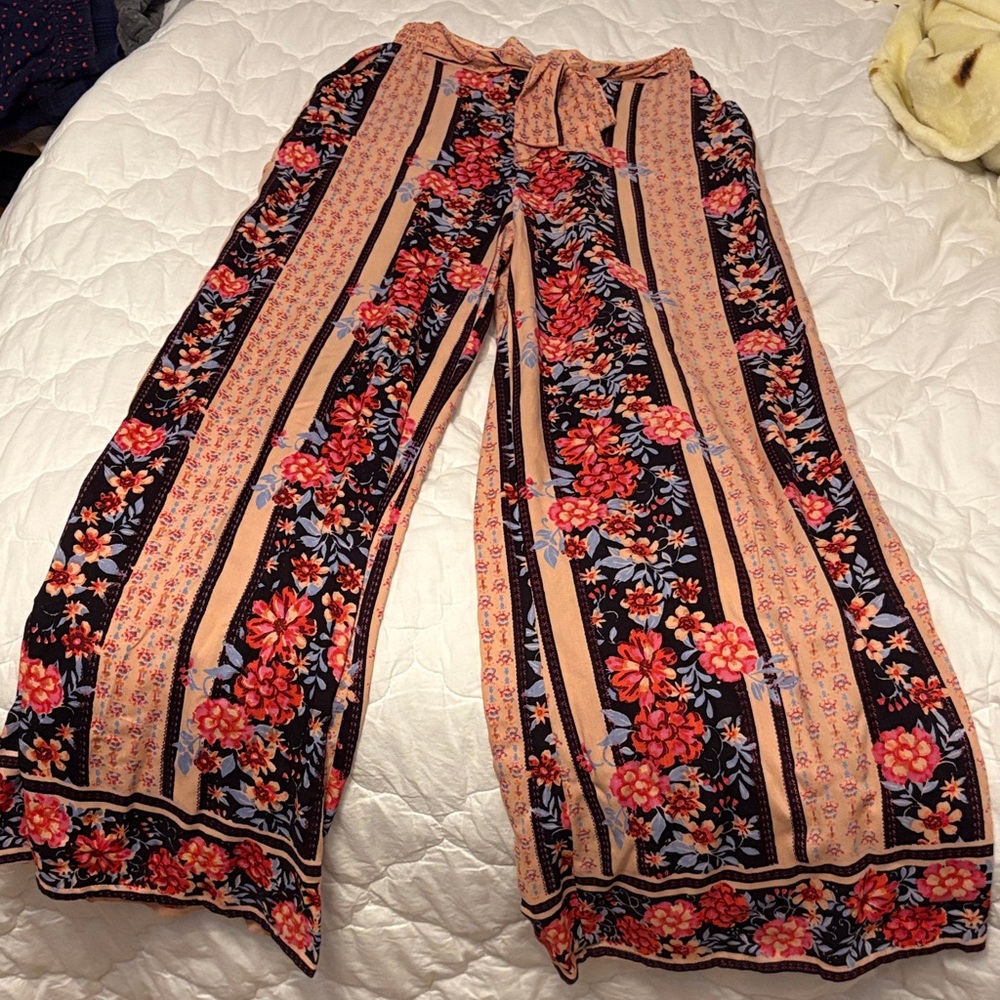 Blue Rain Multicolor Floral Wide-Leg Pants